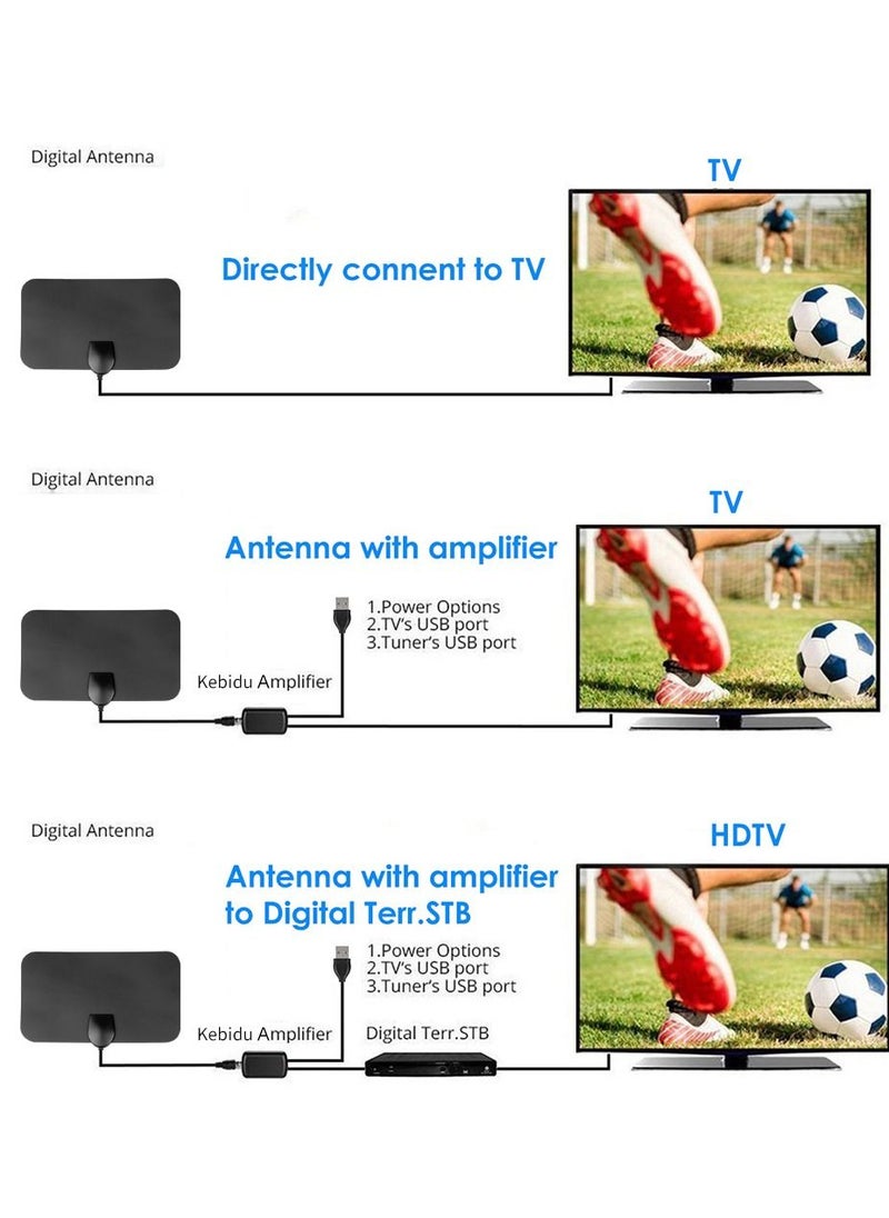 Generic - هوائي التلفزيون الرقمي 8K 4K 500 ميل معزز DVB-T هوائي عالي الدقة مسطح داخلي نشط 25DBi مكاسب عالية VHF UH F TV Box - Image 1
