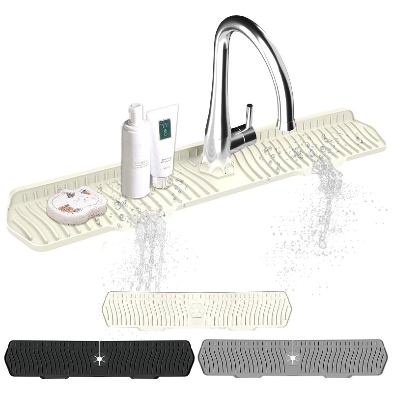 Kitchen Sink Splash Guard Gen230 x 6 Silicone Sink Mat Splash Guard fit for Countertop BathroomFarmhouseRV by EBIGIC off white