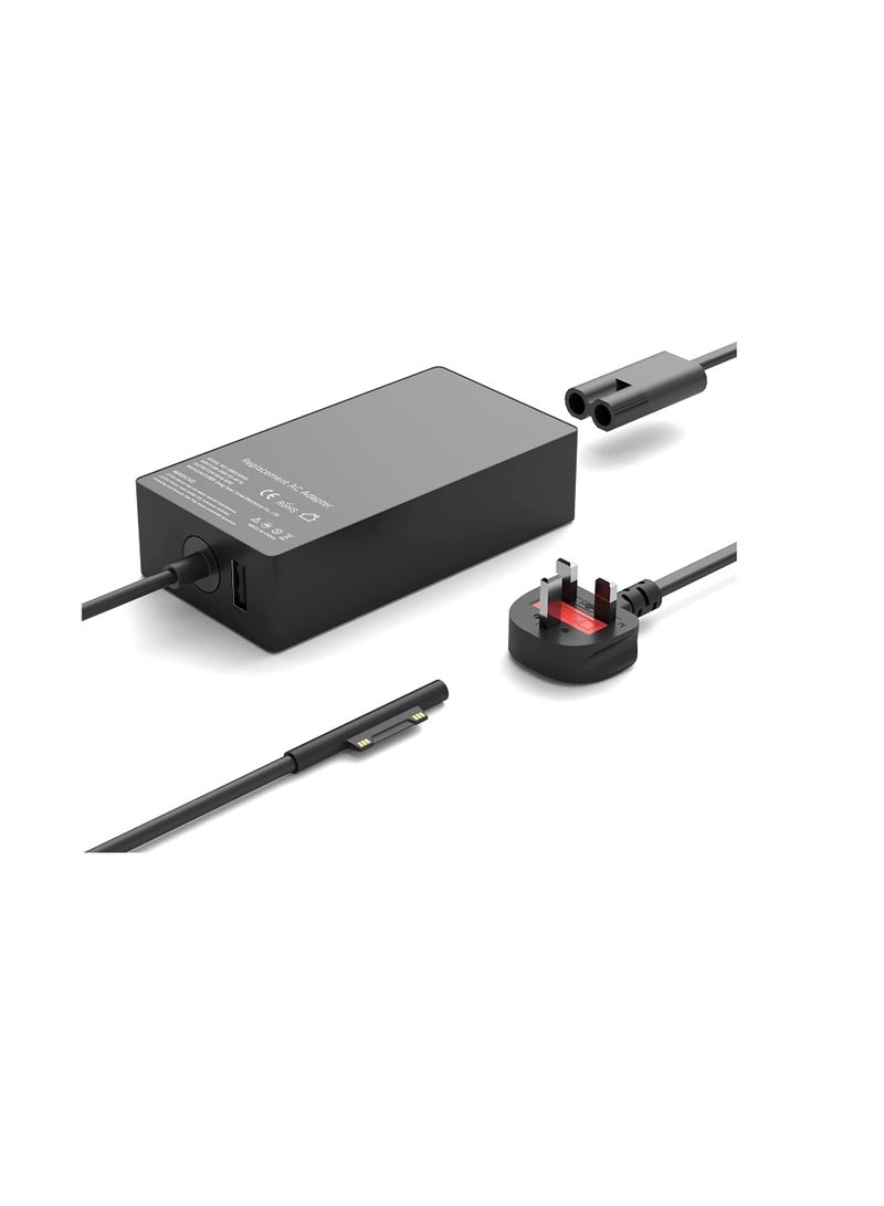Terabyte 65W Charger 15V/4A Power Supply Adapter Compatible with Microsoft Laptop/Tablet Surface Pro 3/4/5/6/7/8/X Surface Go & Surface Book with USB Charging Port - Image 1