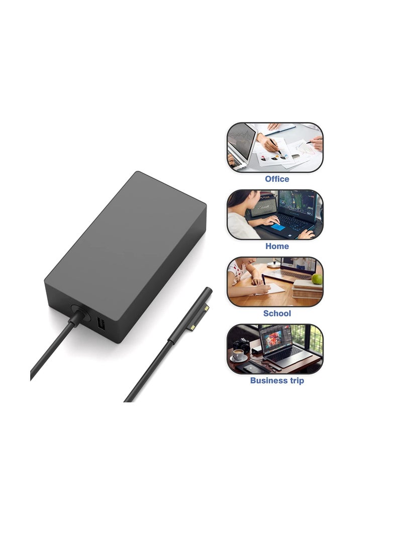 Terabyte 65W Charger 15V/4A Power Supply Adapter Compatible with Microsoft Laptop/Tablet Surface Pro 3/4/5/6/7/8/X Surface Go & Surface Book with USB Charging Port - Image 4