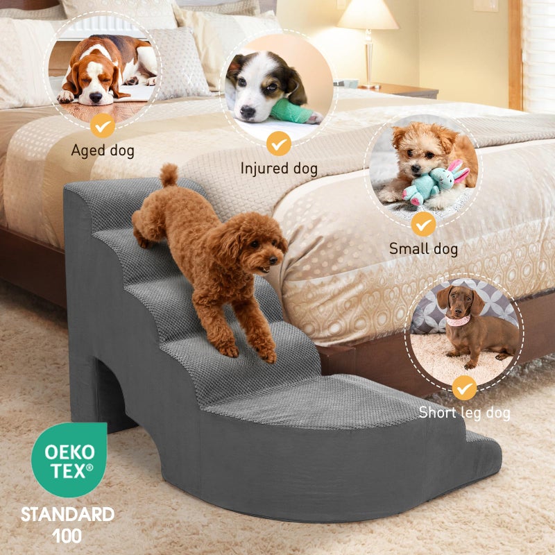 A.FATI Dog Stairs for High Beds, 6 Steps Soft Foam Pet Stairs for Bed 27-30 inches, L Shaped Dog Steps, Non-Slip Sturdy Pet Stairs, 30D Foam Doggie Ramp for Small/Large Dogs/Old Cats - Image 2