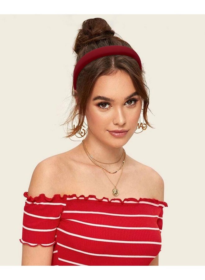 Wecoe - 4 Pack Padded Headbands Women Non Slip Soft Thick Comfortable Headbands Cute Brown Red Blue Black Neutral Headband Aesthetic Y2K Hair Accessories For Women Girls - Image 1