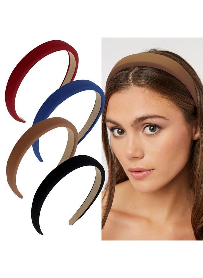 Wecoe - 4 Pack Padded Headbands Women Non Slip Soft Thick Comfortable Headbands Cute Brown Red Blue Black Neutral Headband Aesthetic Y2K Hair Accessories For Women Girls - Image 1