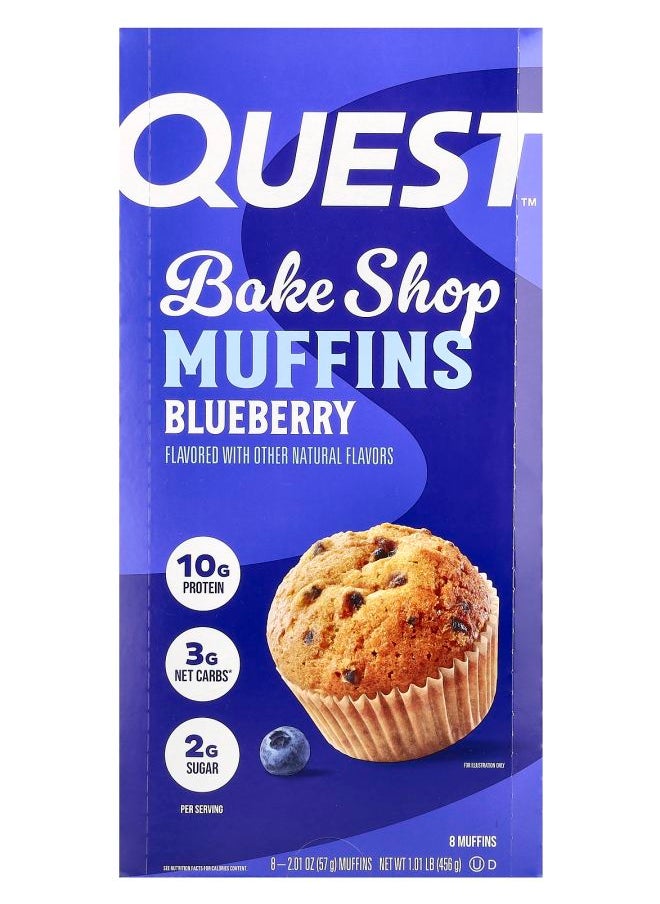 QUEST NUTRITION Bake Shop Muffins Blueberry 8 Muffins 2.01 oz (57 g) Each 