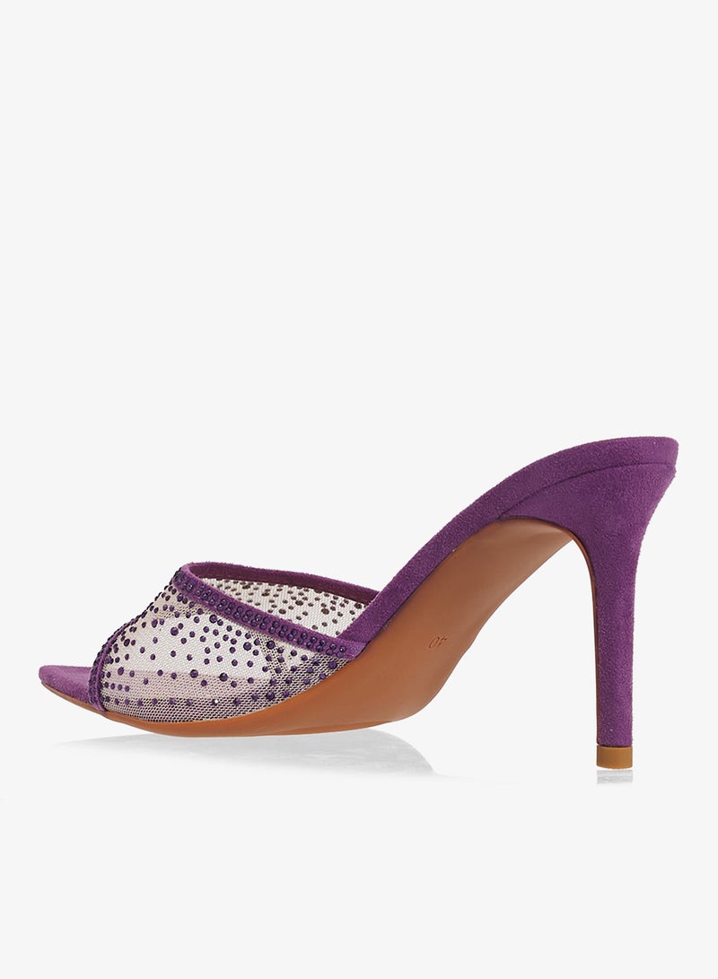 Khizana Mesh Rhinestone Detail Embellished High Heel Sandals - Image 3