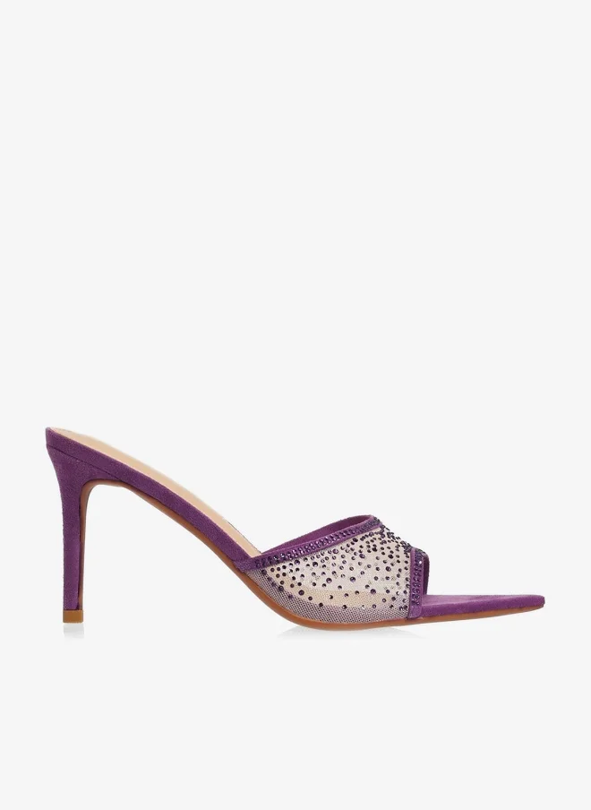 Khizana Mesh Rhinestone Detail Embellished High Heel Sandals
