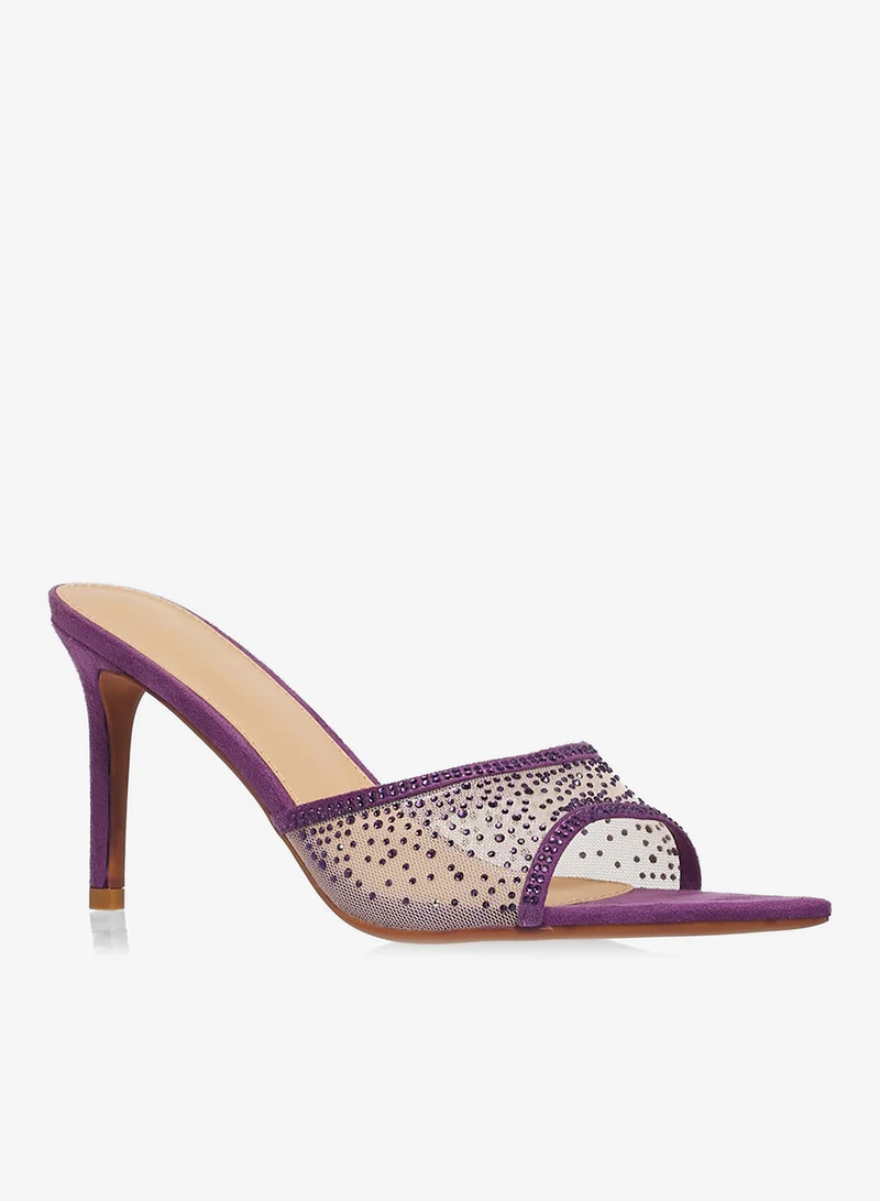 Khizana Mesh Rhinestone Detail Embellished High Heel Sandals