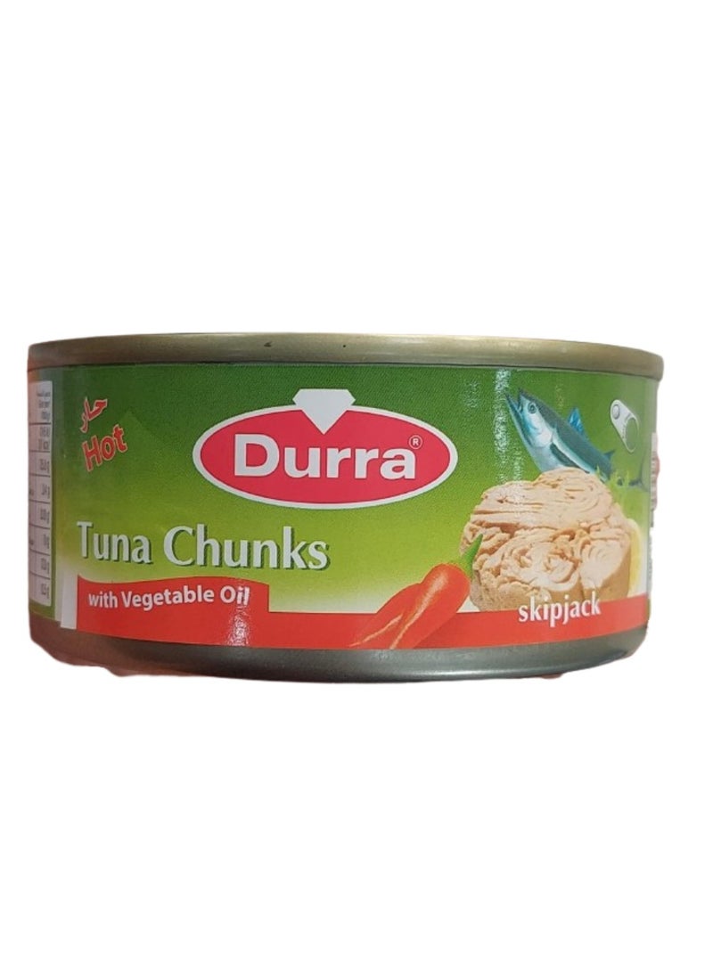 Durra Hot Tuna chunks with vegetable oil 160 gram - Image 1