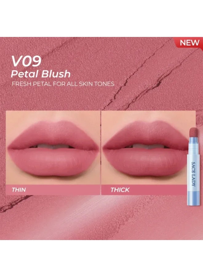 SACE LADY Waterproof Air Cushion Lip & Cheek Cream – Matte Velvet, Non-Sticky, Long-Lasting Makeup – Shade V09 Petal Blush - Image 1