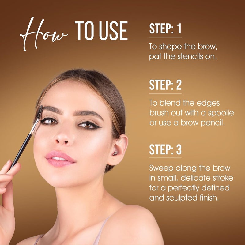 COLORS QUEEN Colors Queen Eyebrow Styling Kit with 5 Highly Pigmented Shades and 1 Wax Spoolie Eyebrow Pencil Eyebrow Stencil Hair Plucker Angular Brush Palette - Image 5