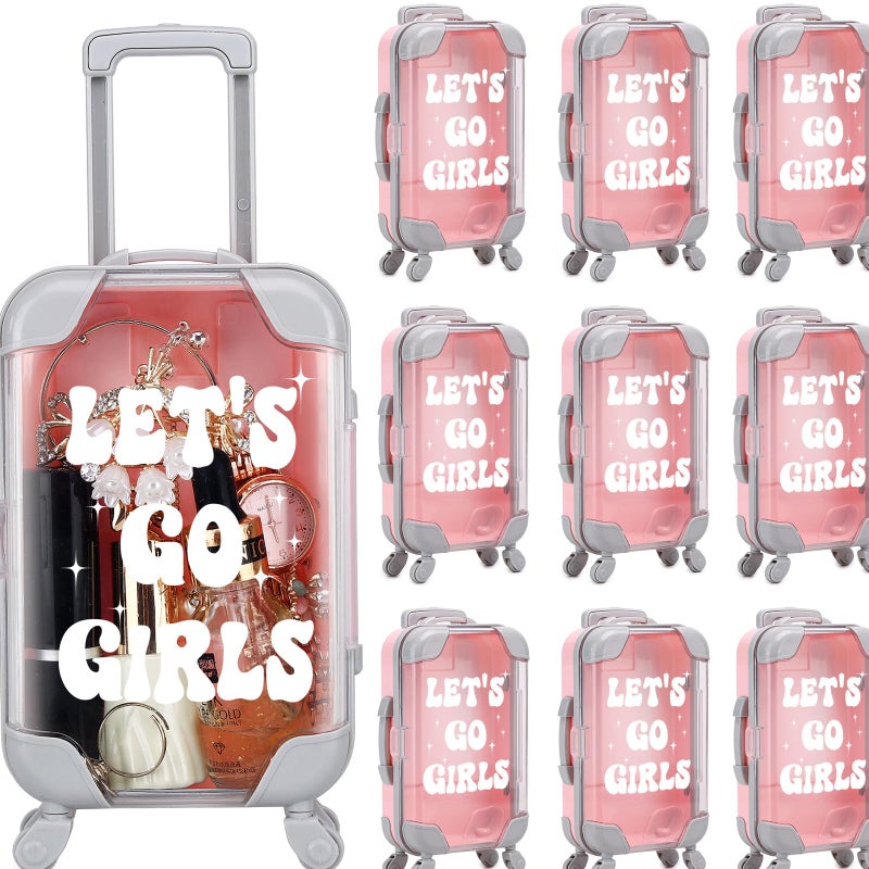 AIOMOB 10 Pack Mini Suitcase Party Favor Gift Box Plastic Gift Box False Eyelashes Miniature Luggage for Travel Wedding Bachelorette Party Bridesmaid Bridal Shower Favors Decorations (Let's Go Girls) - Image 1