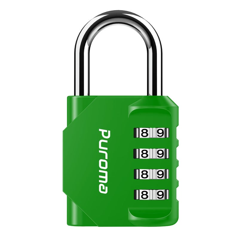 Puroma 1 Pack Combination Lock for Locker 4 Digit Outdoor Waterproof Padlock for School Gym Sports Fence Toolbox Gate Case Outdoor Hasp Storage Cabinets Green