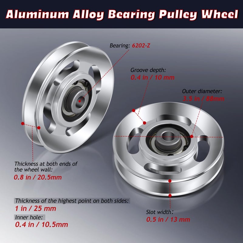 balacoo Heavy Duty Pulley Wheel for Gym Equipment Smooth Aluminum Cable Pulley Replacement for Home Exercise Machines Durable Fitness Attachment 3.46X4.72 Inch - Image 5