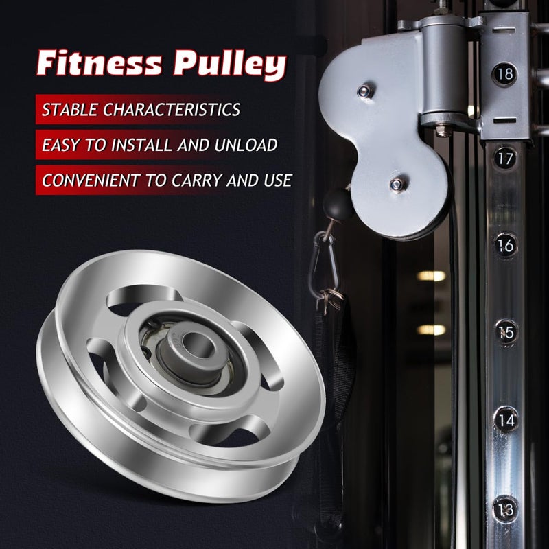 balacoo Heavy Duty Pulley Wheel for Gym Equipment Smooth Aluminum Cable Pulley Replacement for Home Exercise Machines Durable Fitness Attachment 3.46X4.72 Inch - Image 2