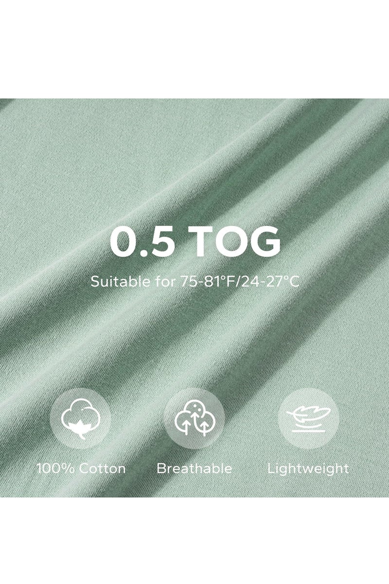 Baby Sleeping Bag 0.5 Tog 0-6 Months 100% Cotton Newborn Sleeping Bag Baby 2 Pack Sleep Sack Leaves & Green - Image 2