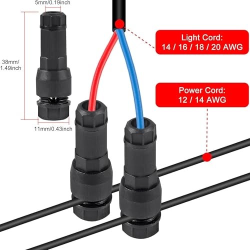 BELLOX ENTERPRISE Bellox 10 Pcs Low Voltage Wire Connector, 12-20 Gauge Waterproof Replacement Landscape Light Cable Connector, Twist Lock Wire Connector for Landscape Lighting Path Lights Home, Electrician Use - Image 3
