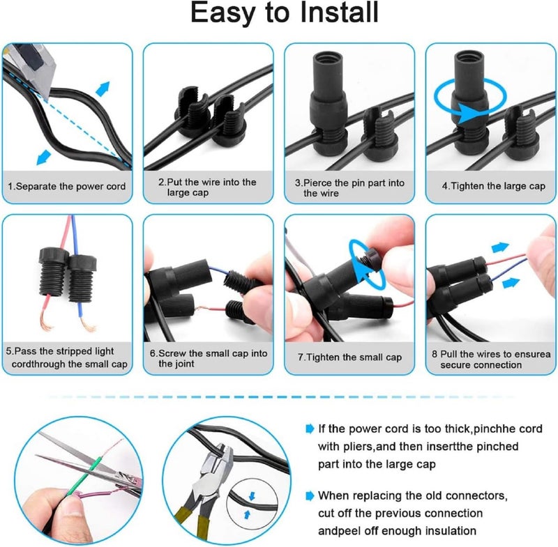 BELLOX ENTERPRISE Bellox 10 Pcs Low Voltage Wire Connector, 12-20 Gauge Waterproof Replacement Landscape Light Cable Connector, Twist Lock Wire Connector for Landscape Lighting Path Lights Home, Electrician Use - Image 5