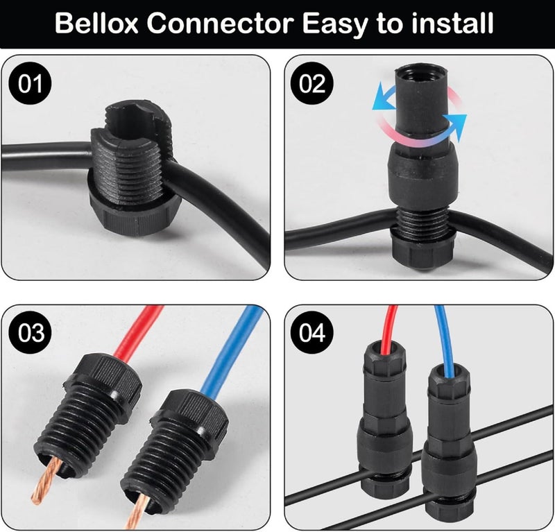 BELLOX ENTERPRISE Bellox 10 Pcs Low Voltage Wire Connector, 12-20 Gauge Waterproof Replacement Landscape Light Cable Connector, Twist Lock Wire Connector for Landscape Lighting Path Lights Home, Electrician Use - Image 4