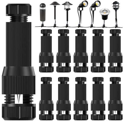 BELLOX ENTERPRISE Bellox 10 Pcs Low Voltage Wire Connector, 12-20 Gauge Waterproof Replacement Landscape Light Cable Connector, Twist Lock Wire Connector for Landscape Lighting Path Lights Home, Electrician Use - Image 1