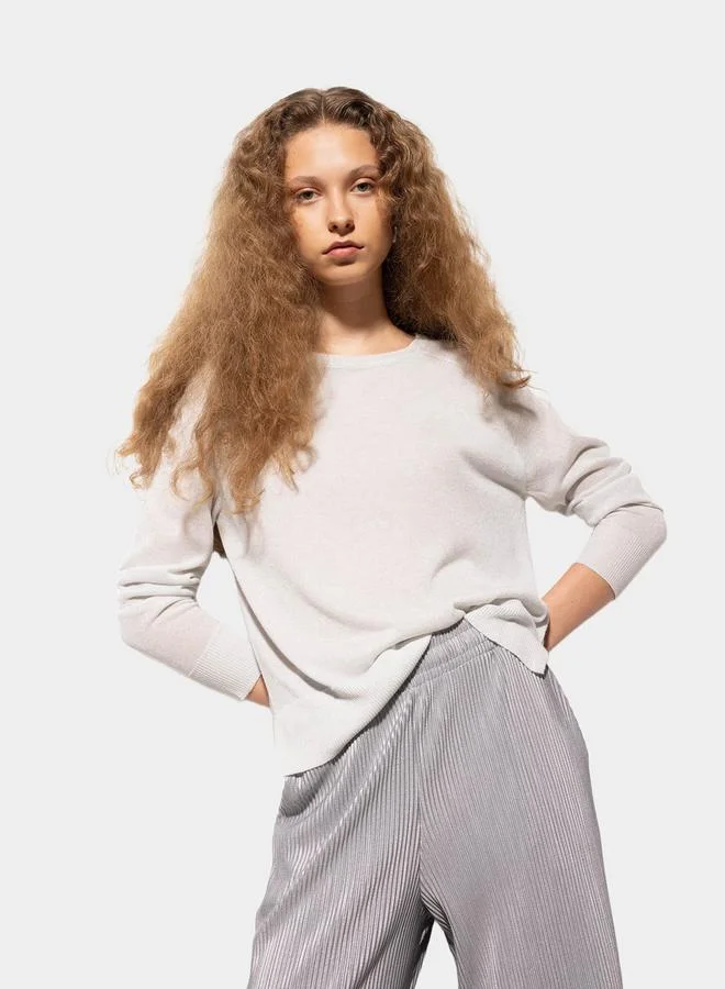 DeFacto Glitter Finish Raglan Sleeve Relaxed Fit Sweater by Styli
