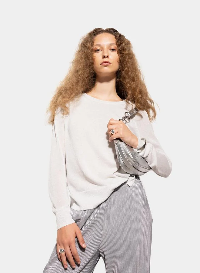 DeFacto Glitter Finish Raglan Sleeve Relaxed Fit Sweater by Styli