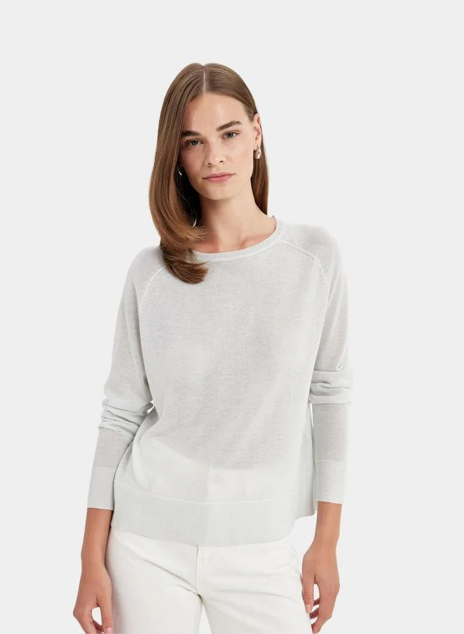 DeFacto Glitter Finish Raglan Sleeve Relaxed Fit Sweater by Styli