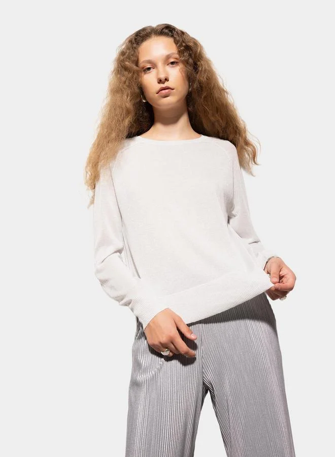 DeFacto Glitter Finish Raglan Sleeve Relaxed Fit Sweater by Styli