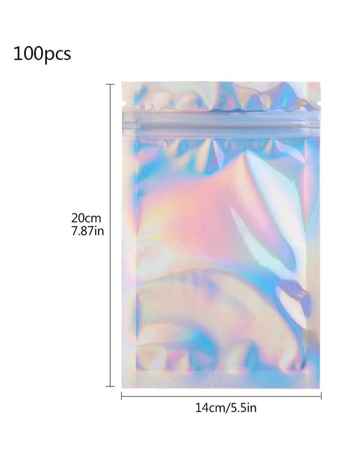 100-Piece Foil Ziplock Bag Set Clear/Silver/Blue 20x14cm