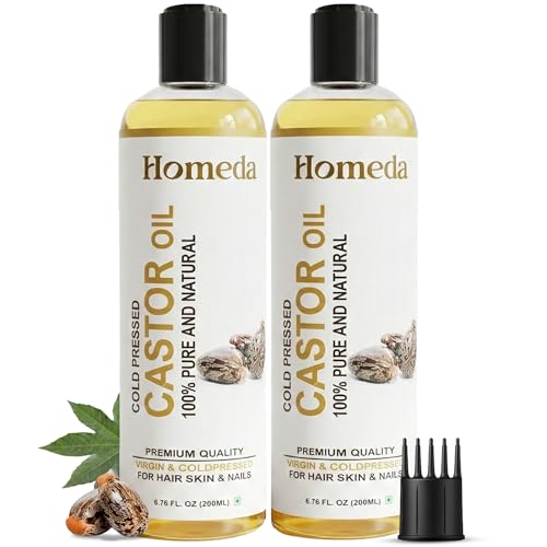 Homeda Cold Pressed Castor Oil for Hair Growth, Skin Care, Nail, Eyebrow growth - 400ml - 100% pure (Organic Arandi ka Tel, Pure Castrol Oil, Castered, Caster, Erand, Custored) - Image 1