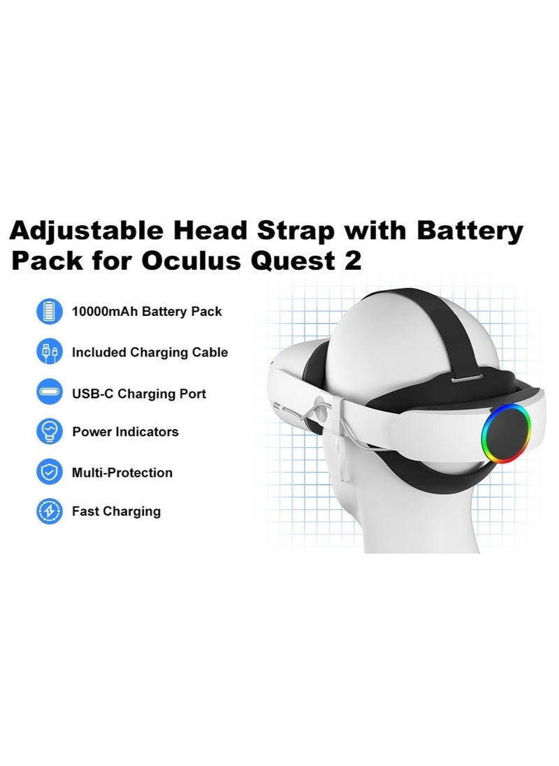 Generic Adjustable Battery Head Strap for Oculus Quest 2 VR Headset Elite Strap 10000mAh Power Bank for Oculus Quest 2 Accessories  - Image 3