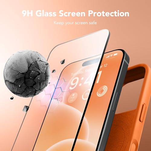 GONEZ Magnetic for iPhone 16 Pro Case, [Compatible with MagSafe] Anti-Scratch Microfiber Lining & Screen Protector, Silicone Camera Control, Shockproof Slim Phone Cover 6.3 inch, Orange - Image 4