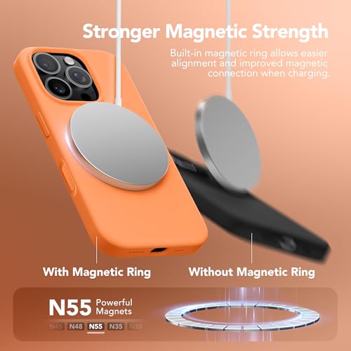 GONEZ Magnetic for iPhone 16 Pro Case, [Compatible with MagSafe] Anti-Scratch Microfiber Lining & Screen Protector, Silicone Camera Control, Shockproof Slim Phone Cover 6.3 inch, Orange - Image 2