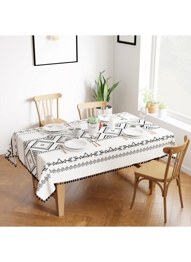 Encasa XO Silky Polyester Table Cloth for 4 to 6 Seater Table | Printed Boho Panel Design with Tassels | Use Kitchen Dining, Festivals, Indoor & Outdoor Parties with Size 140x180 cm - pzsku/ZE76BCD7544B972B031C8Z/45/_/1738306659/f0e3ae64-5341-44d0-bf7b-be39d67d49b7