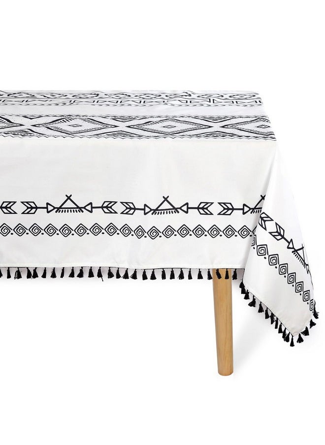 Encasa XO Silky Polyester Table Cloth for 4 to 6 Seater Table | Printed Boho Panel Design with Tassels | Use Kitchen Dining, Festivals, Indoor & Outdoor Parties with Size 140x180 cm - pzsku/ZE76BCD7544B972B031C8Z/45/_/1738306663/4c27e22e-7e48-4f68-bc3a-bfd7e42f0c29