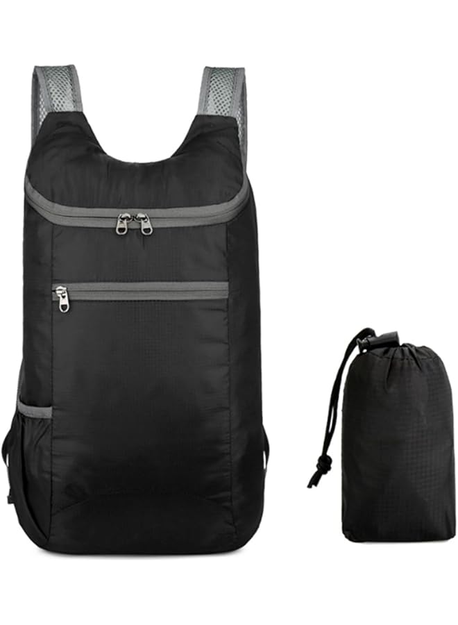 PROMASS Foldable Backpack,20L Lightweight Waterproof Travel Hiking Backpack For Outdoor Sports Camping Daypack Bag (Black) - Image 1