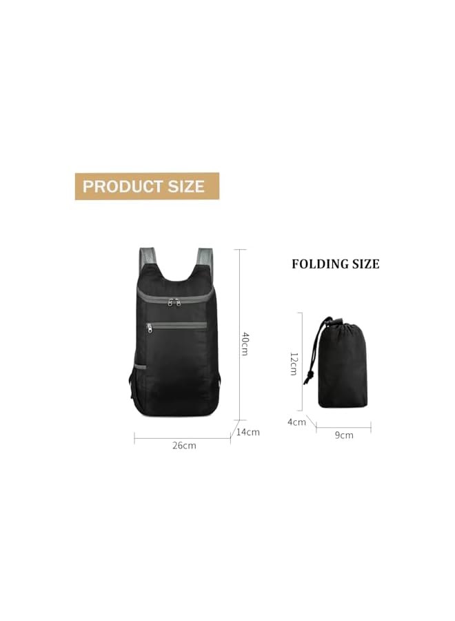 PROMASS Foldable Backpack,20L Lightweight Waterproof Travel Hiking Backpack For Outdoor Sports Camping Daypack Bag (Black) - Image 4