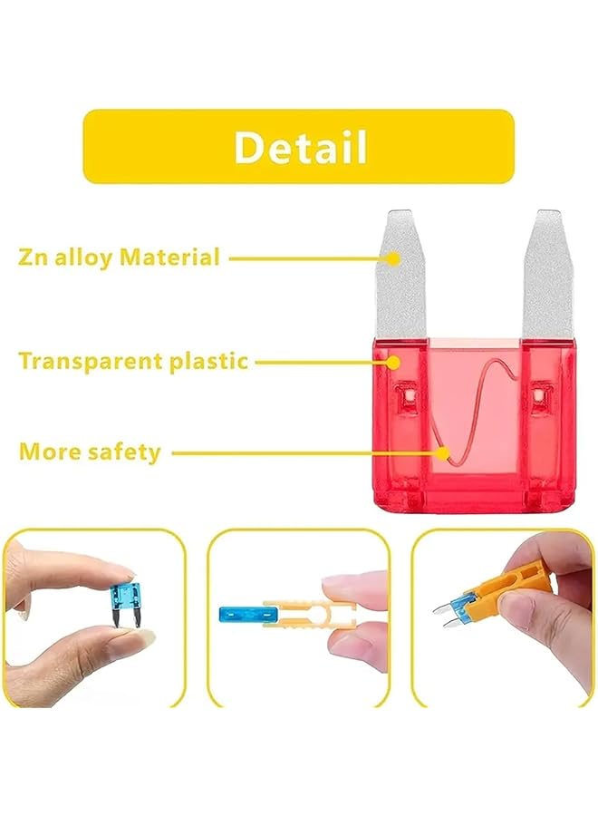مجموعة موب من ١٠ قطع متنوعة من صمامات الشفرات الصغيرة - من ٤ أمبير إلى ٣٠ أمبير | صمامات سيارات ملونة للسيارات والشاحنات والدراجات النارية والتطبيقات الكهربائية - Image 4