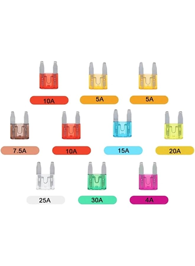 مجموعة موب من ١٠ قطع متنوعة من صمامات الشفرات الصغيرة - من ٤ أمبير إلى ٣٠ أمبير | صمامات سيارات ملونة للسيارات والشاحنات والدراجات النارية والتطبيقات الكهربائية - Image 2