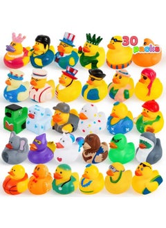 JOYIN 30 Pcs Rubber Ducks Assortment Mini Rubber Duckie Toys With Mesh Carry Bag For Kids Baby Bath Shower Toys Birthday Gifts Summer Beach Pool Activity Carnival Holiday Party Favors  - Image 1