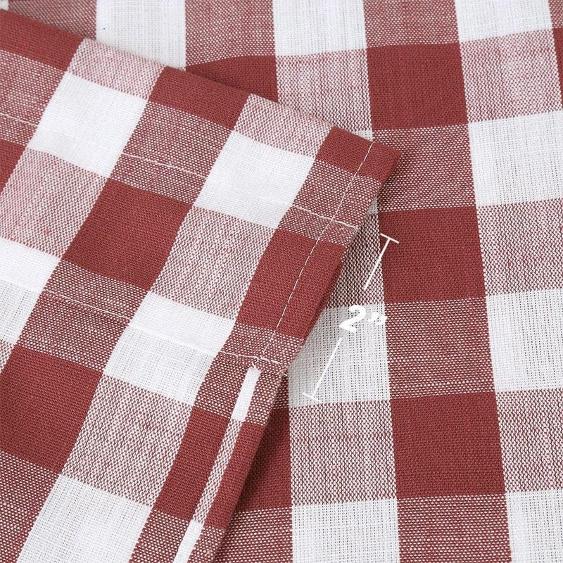 Bapawfish Red and White Tier Kitchen Curtains 30 Inches Long,Burgundy Buffalo Plaid Gingham Rod Pocket Window Treatment Set Half Window Cafe Curtains for Kitchen Bathroom,28"Wx30"L,Red/White,Set of 2 - Image 3