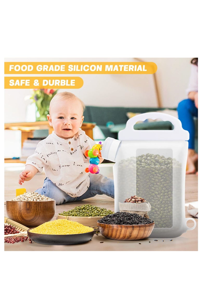 XiuWoo New Pet Food Storage Container,2 Pack Small Cat Dog Sealed Dispenser Box With Measuring Mark,Silicon Home Airtight Dry Bucket,Portable Water Container for Dogs Cats Birds - Image 2