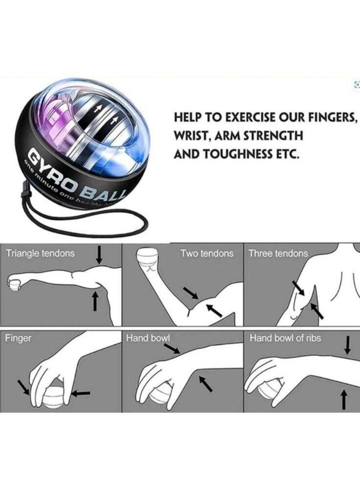 MIXDE Auto-Start Wrist Power Gyro Ball with LED Lights, Wrist Strengthener Forearm Arm Exerciser  Muscle Trainer Bones Fingers Workout Toy Spinner for Wrist Exercise - Image 3