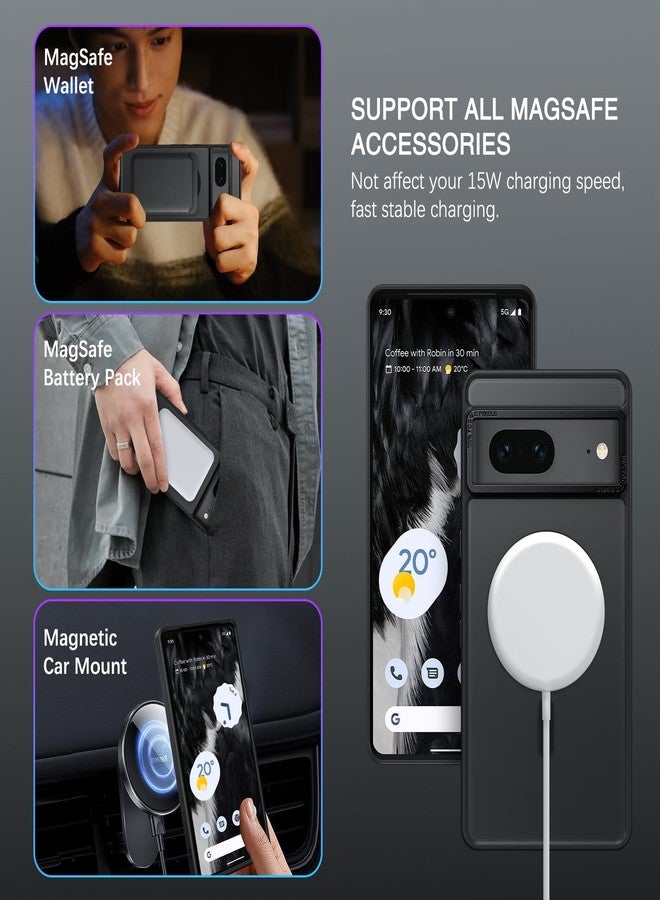 بنتوبين جراب BENTOBEN لهاتف Google Pixel 7 [متوافق مع Magsafe] جراب مغناطيسي شفاف غير لامع لهاتف Pixel 7، نحيف، مقاوم للصدمات، مناسب للرجال والنساء، غطاء حماية للهاتف لهاتف Google Pixel 7 مقاس 6.4 بوصة، أسود - Image 2