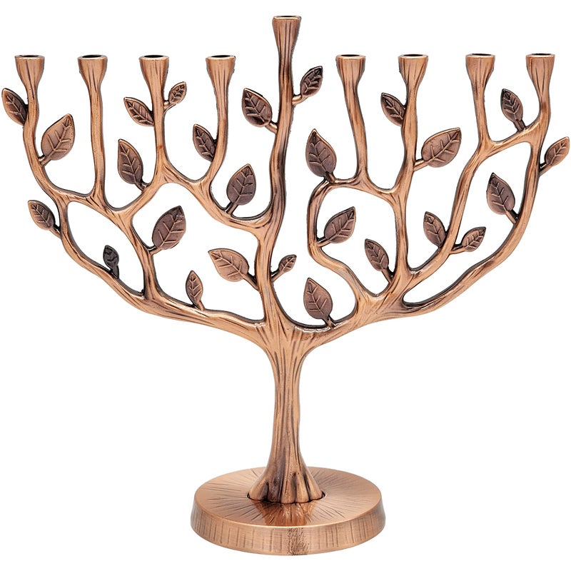 The Dreidel Company The Dreidel Company Menorah Tree of Life Antique Silver and Gold Finish Antique Copper 