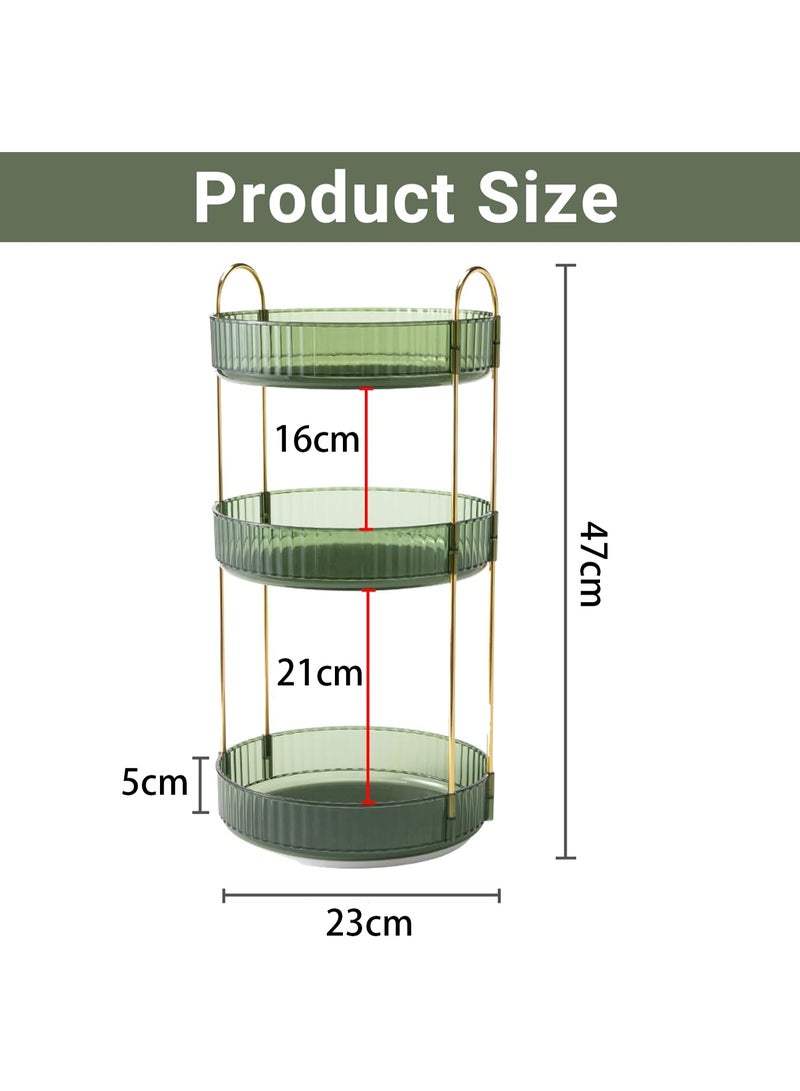 360-Degree Swivel Perfume Storage Rack, 3-Tier Spacious Cosmetic Organizer, Bathroom Makeup Holder & Perfume Display Stand (Green, 3-Tier) - Image 2