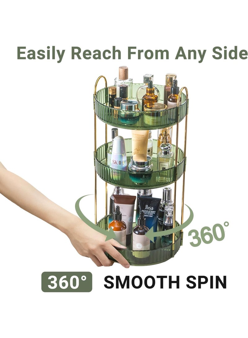 360-Degree Swivel Perfume Storage Rack, 3-Tier Spacious Cosmetic Organizer, Bathroom Makeup Holder & Perfume Display Stand (Green, 3-Tier) - Image 3