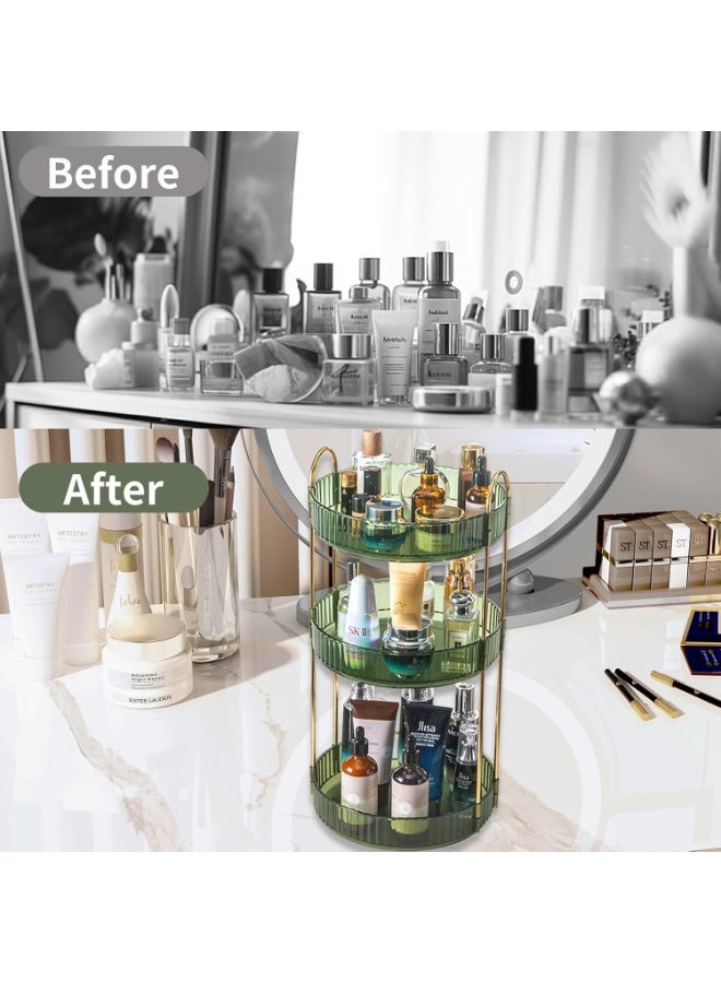 360-Degree Swivel Perfume Storage Rack, 3-Tier Spacious Cosmetic Organizer, Bathroom Makeup Holder & Perfume Display Stand (Green, 3-Tier) - Image 4