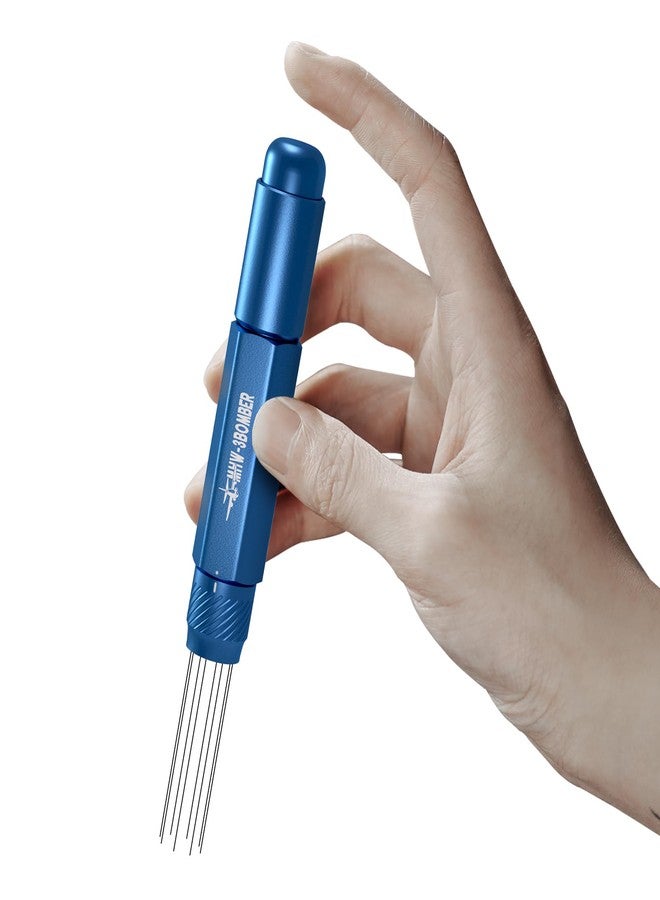 MHW-3BOMBER أداة توزيع الإسبريسو MHW-3BOMBER WDT، أداة تحريك القهوة القابلة للسحب، موزع قهوة قابل للتعديل للبارستا، تخزين مغناطيسي، 0.4 مم 8 إبر مع 8 إضافية، أزرق، T6192-OS - Image 1