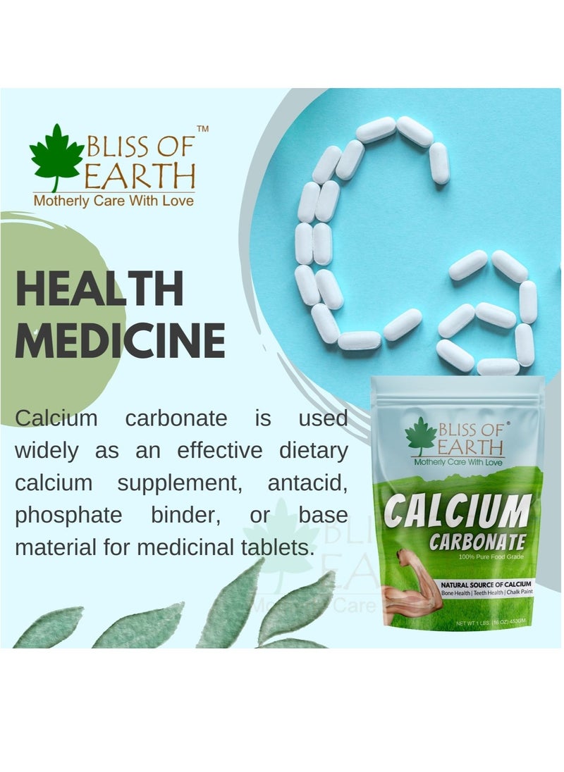 Bliss of Earth 32 oz Calcium Carbonate Powder Food Grade For Strong Bones & Teeth Natural Antacid 907GM