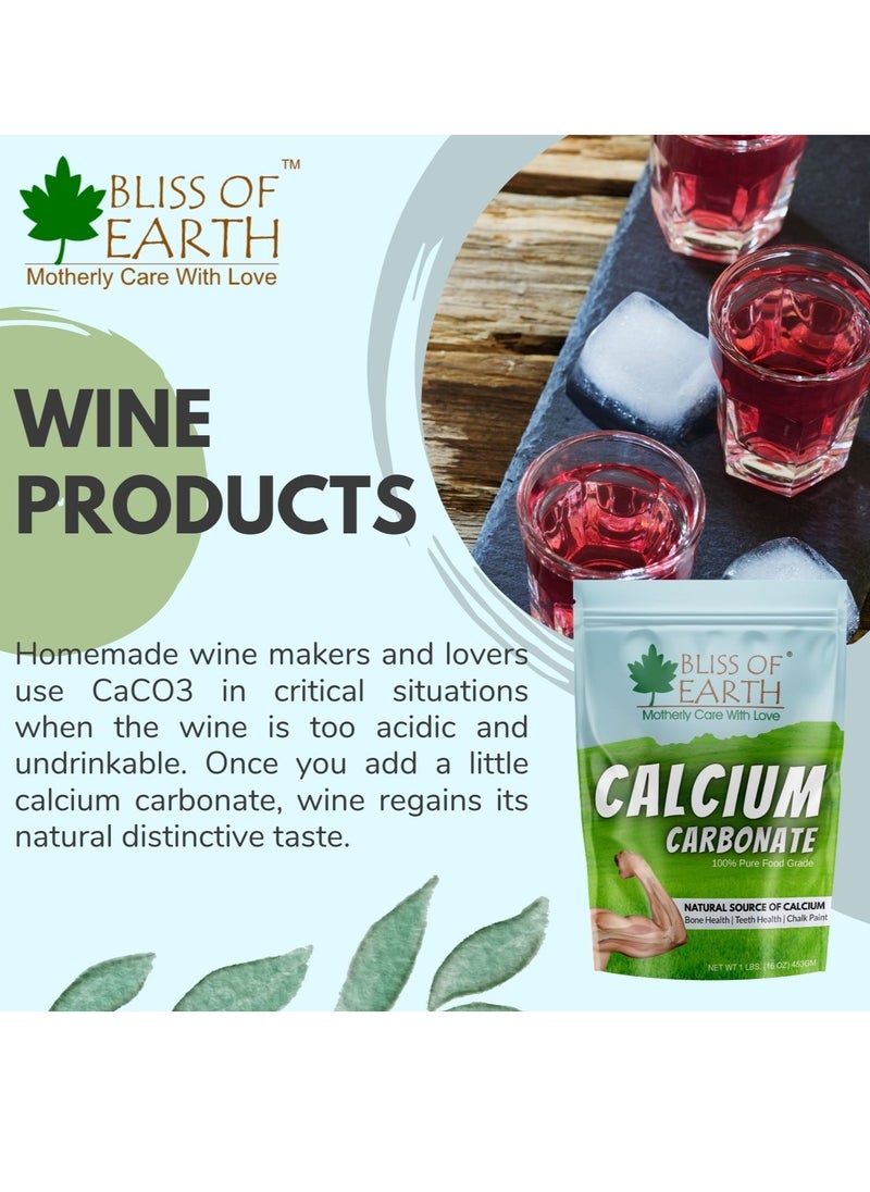 Bliss of Earth 32 oz Calcium Carbonate Powder Food Grade For Strong Bones & Teeth Natural Antacid 907GM